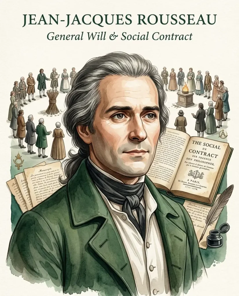 Jean-Jacques Rousseau portrait representing the general will and social contract