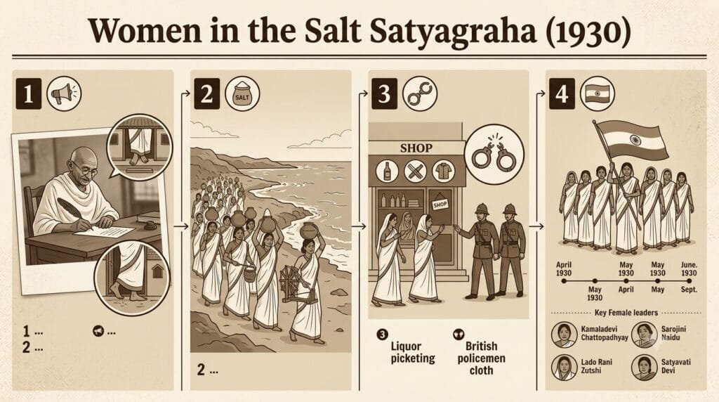 women-salt-satyagraha-1930 Women participation in Salt Satyagraha 1930
