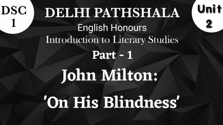 John Milton: ‘On His Blindness’