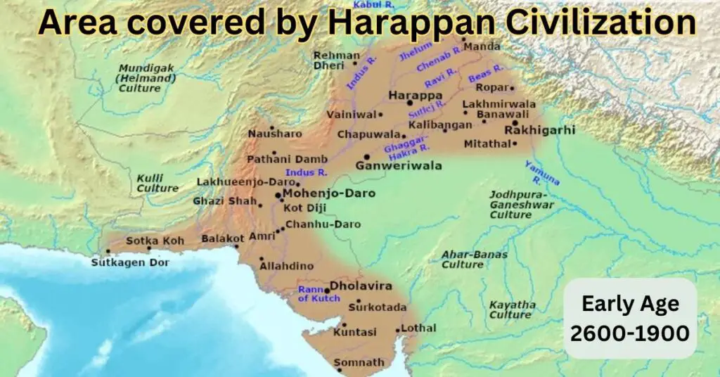 Area covered by Harappan Civilization
bricks beads and bones