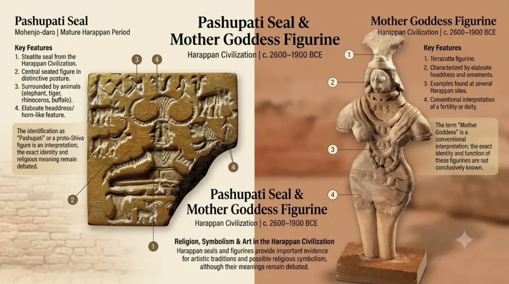पशुपति मुहर और मातृ देवी प्रतिमा, हड़प्पा सभ्यता