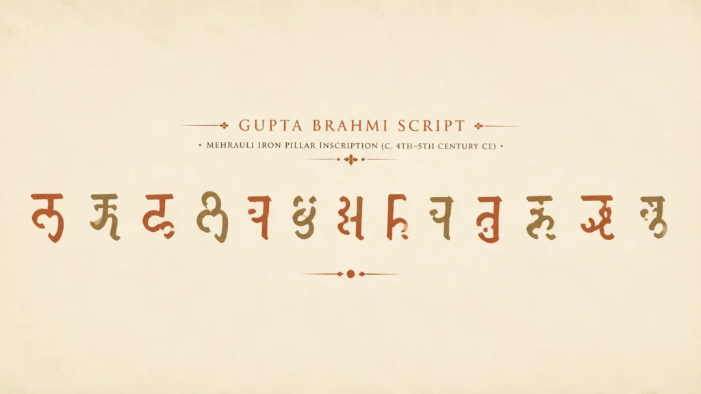 Gupta Brahmi script letters used in Mehrauli inscription Gupta Brahmi script letters used in Mehrauli inscription