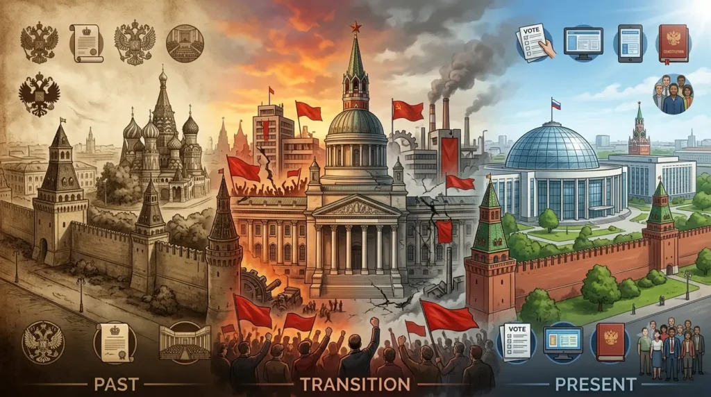 Evolution of comparative politics through history Historical illustration representing the evolution of comparative politics as a discipline