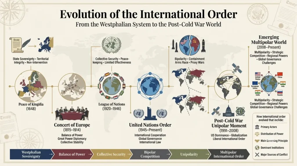 Timeline of international order from Westphalia to the post-Cold War era