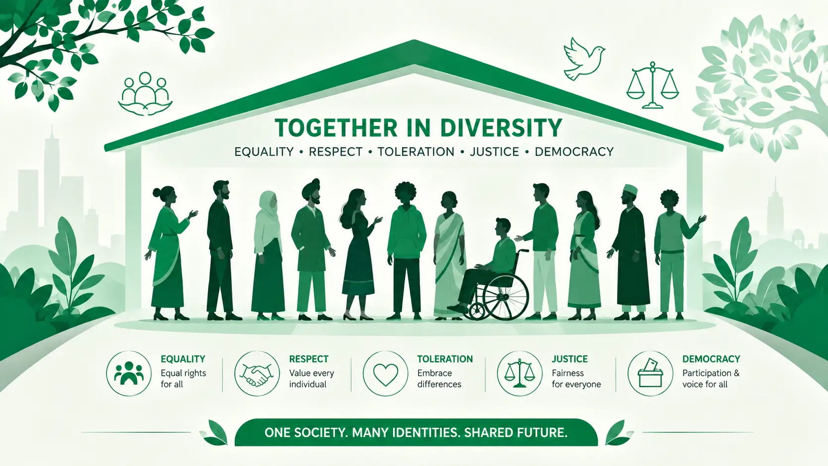 Multiculturalism and Toleration – DSC-7 Unit 5(c) Notes Illustration representing multiculturalism and toleration in a democratic society, DSC-7 political theory notes