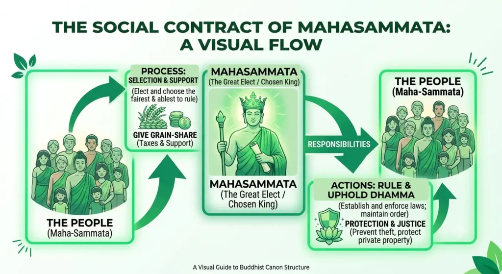 Flowchart Mahasammata chosen by people social contract kingship