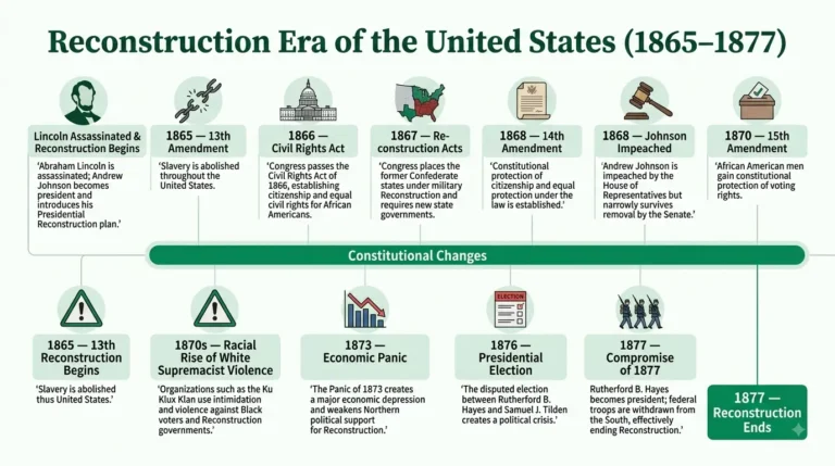 Timeline of the Reconstruction era of USA from 1865 to 1877