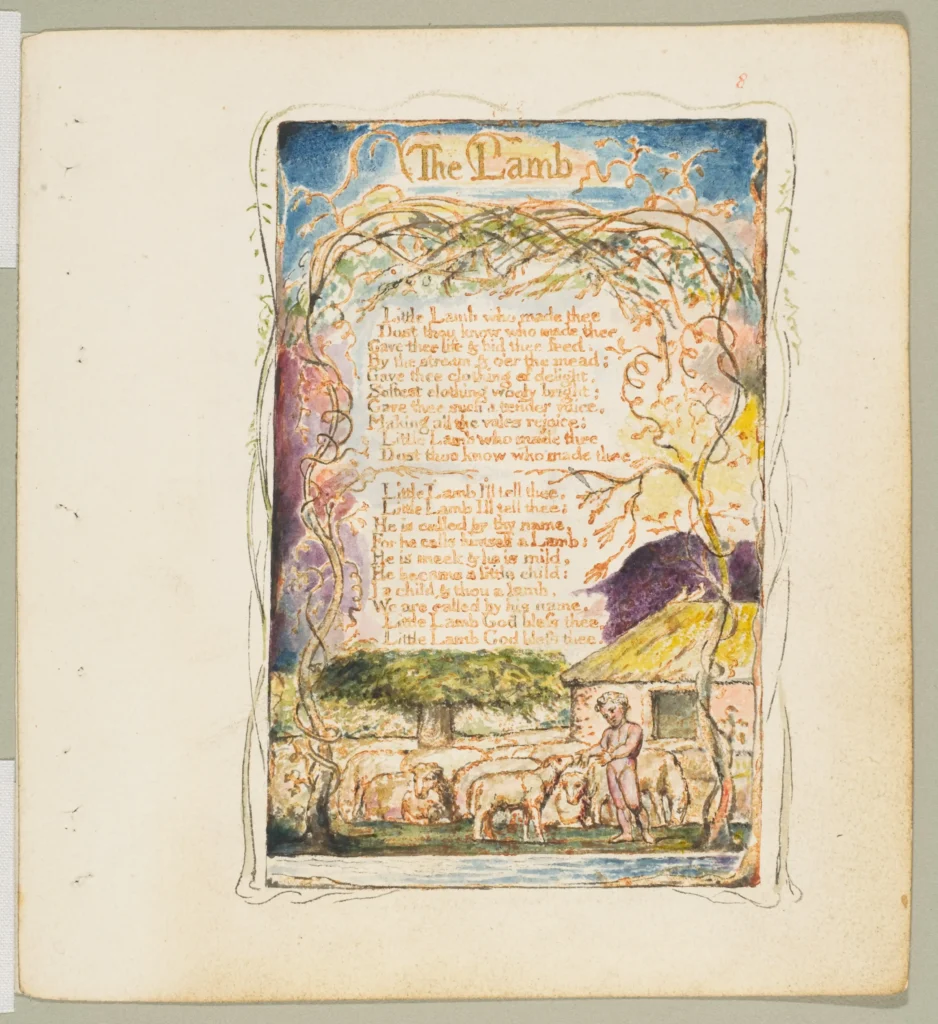 The Lamb poem illustration William Blake Songs of Innocence