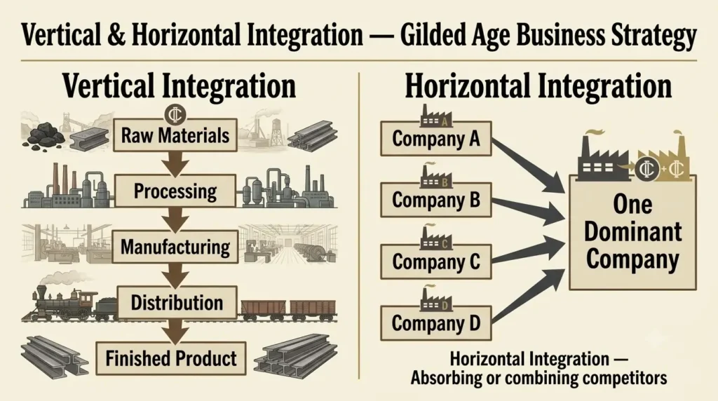 Vertical horizontal integration diagram gilded age business strategy