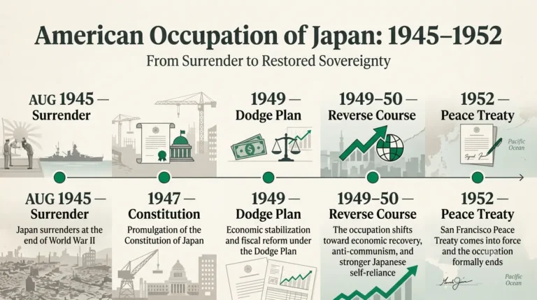 Timeline of the American occupation of Japan from surrender in 1945 to the San Francisco Peace Treaty in 1952