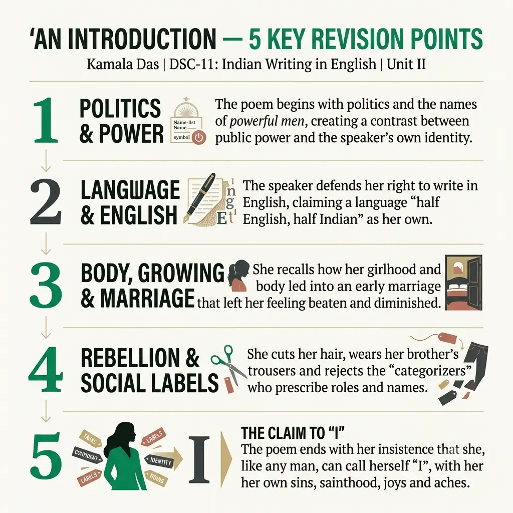 Revision card listing the five key points of An Introduction