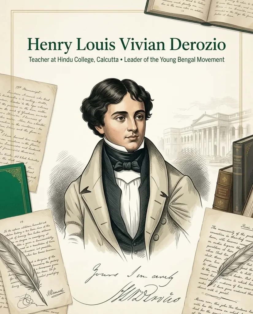 Portrait of Henry Louis Vivian Derozio, teacher at Hindu College Calcutta and leader of Young Bengal Movement
