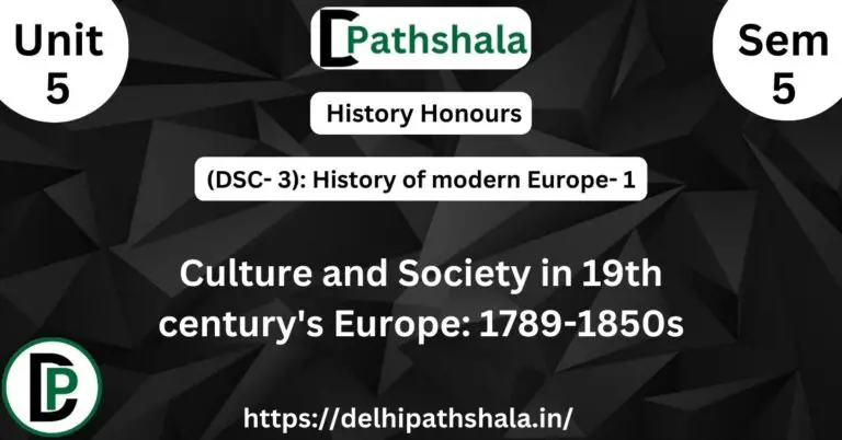 Culture and Society in 19th century's Europe: 1789-1850s