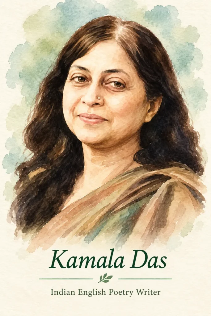 Portrait of Indian English Poetry Writer Kamala Das