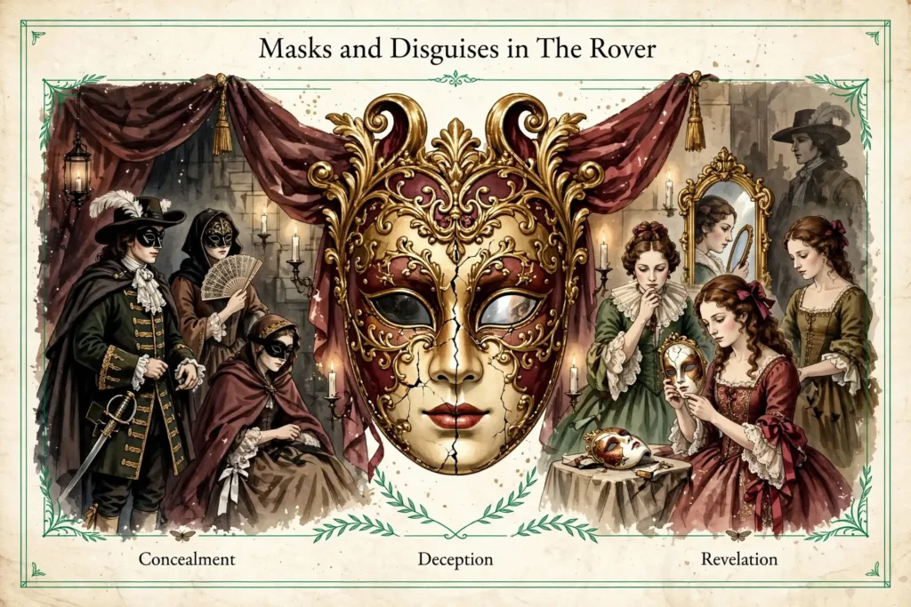 Symbolism of masks and disguises in The Rover by Aphra Behn
