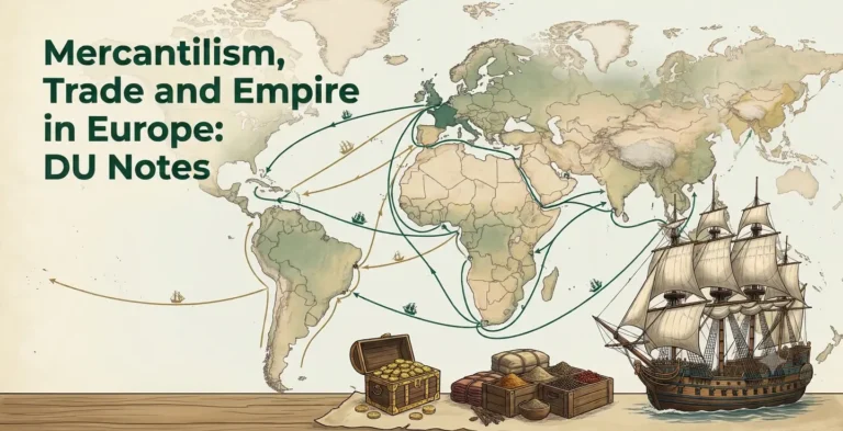 Illustration of European trade routes linking Europe, Africa, the Americas and Asia, for DU notes on mercantilism