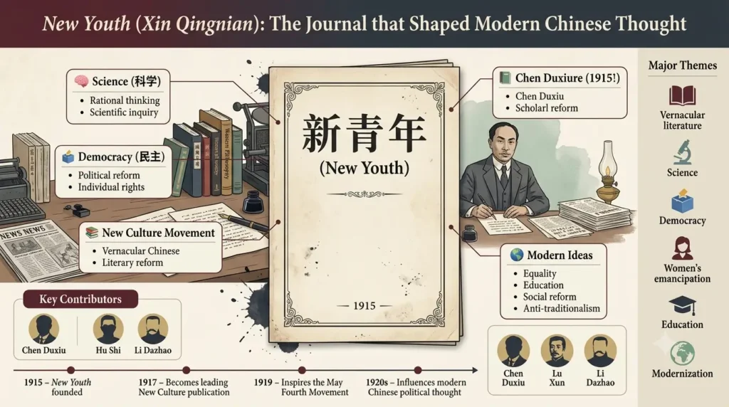 Cover representation of New Youth journal founded by Chen Duxiu