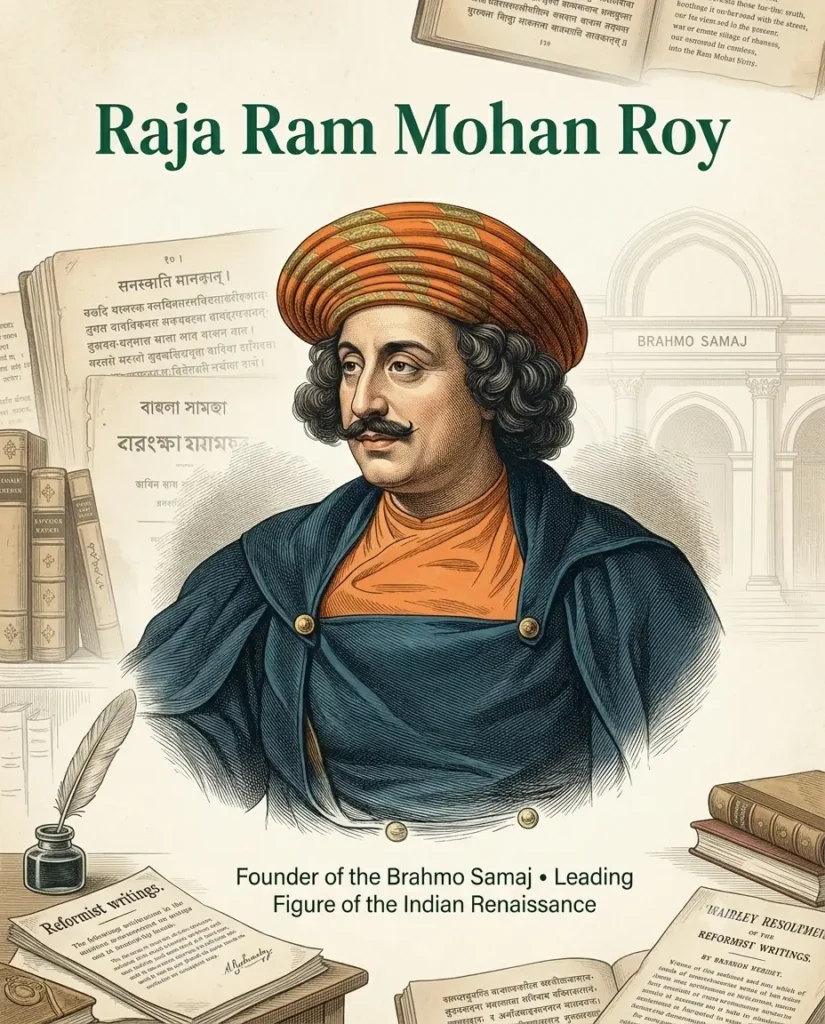 Portrait of Raja Ram Mohan Roy, founder of Brahmo Samaj and Father of the Indian Renaissance