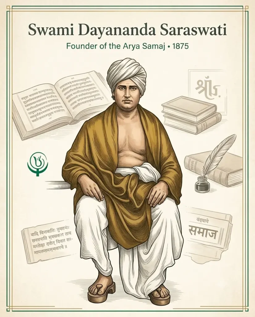 Portrait of Swami Dayananda Saraswati, founder of Arya Samaj in 1875
