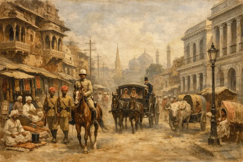 British colonial-era Delhi street scene showing cultural change after 1857