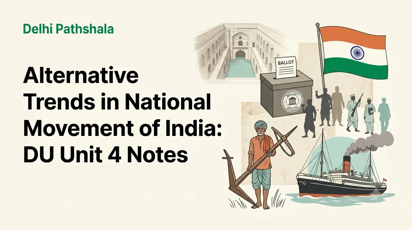 Alternative Trends in National Movement of India: DU Unit 4 Notes Cover graphic for DU History of India VIII Unit 4 notes on alternative trends in the national movement