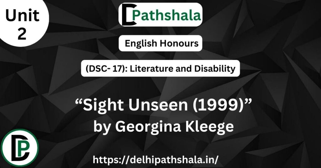 Sight Unseen Georgina Kleege summary
