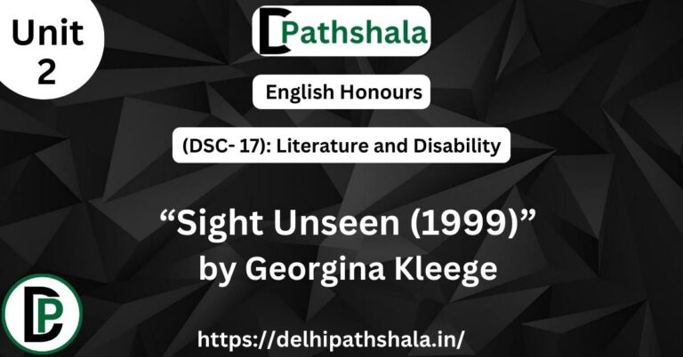 Sight Unseen Georgina Kleege summary