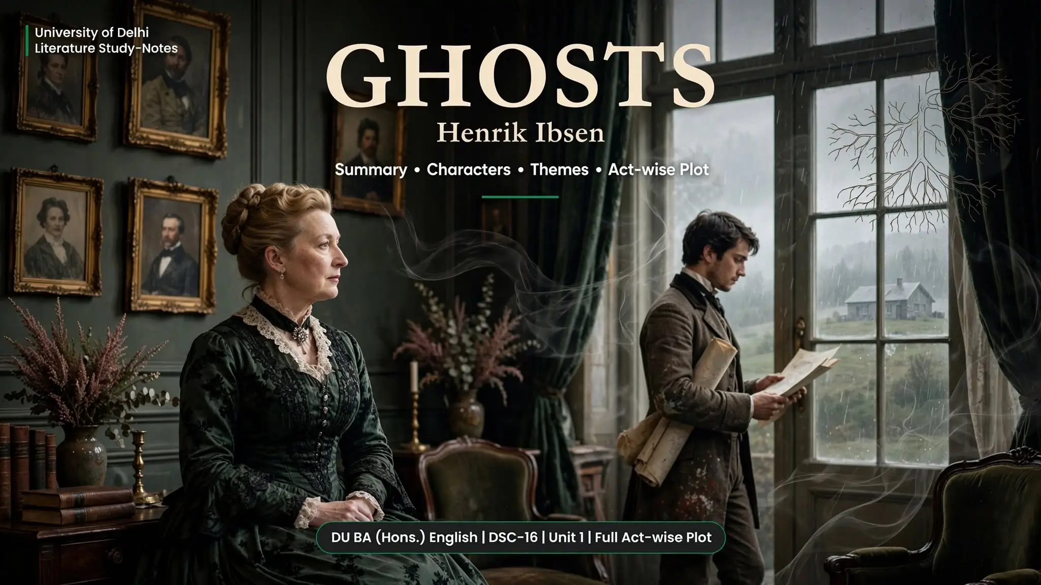 Ghosts by Henrik Ibsen DU Notes Ghosts by Henrik Ibsen Summary, Themes & Characters cover