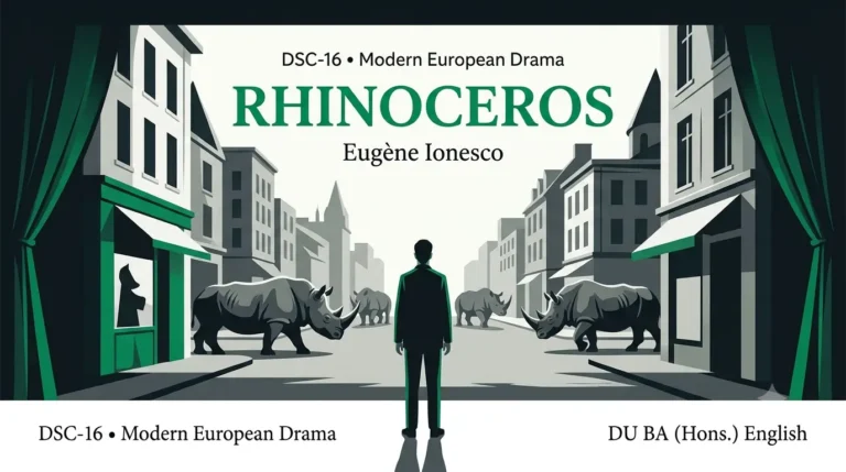 Rhinoceros by Eugene Ionesco summary for DU BA English DSC-16