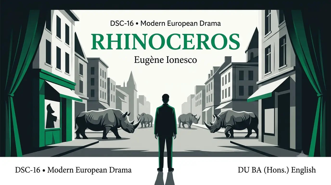 Rhinoceros by Eugene Ionesco summary for DU BA English DSC-16