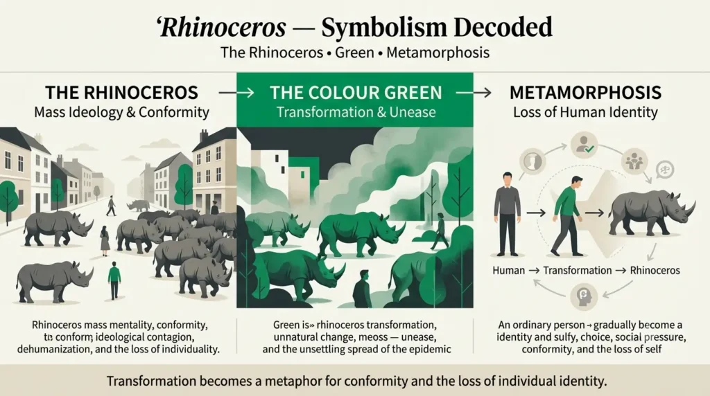 Symbolic elements in Rhinoceros — the colour green and metamorphosis