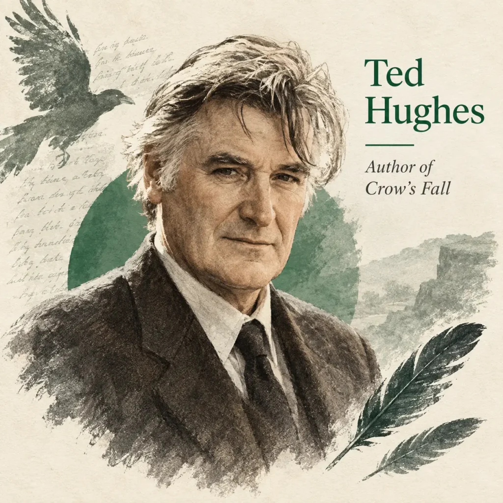 Photograph of poet Ted Hughes, author of Crow's Fall