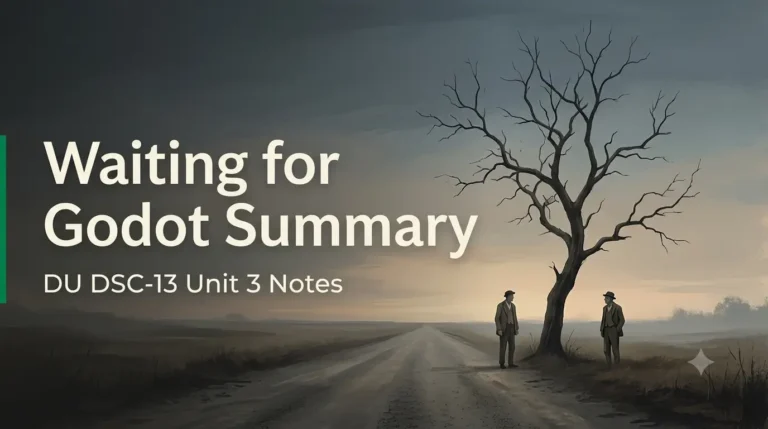 Waiting for Godot summary notes for DU BA English Hons: a bare tree on a country road at dusk