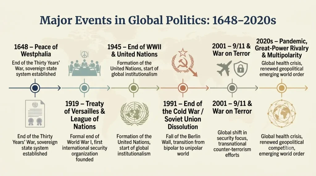 Timeline of major global politics events from 1648 to 2020s