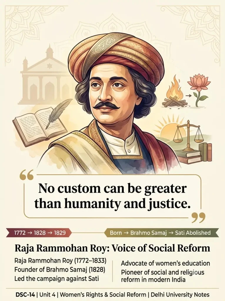 Rammohan Roy — Founder of Brahmo Samaj Rammohan Roy Brahmo Samaj Sati abolition DU notes