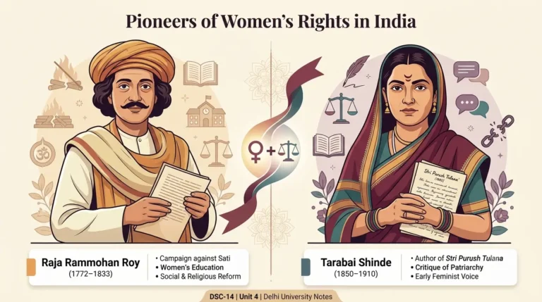 Rammohan Roy and Tarabai Shinde rights DSC-14 Unit 4 DU notes