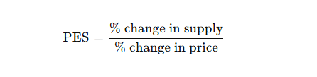 formula of Price Elasticity of Supply (PES)