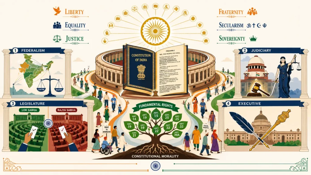 Constitutinal government & democracy in india DU notes
