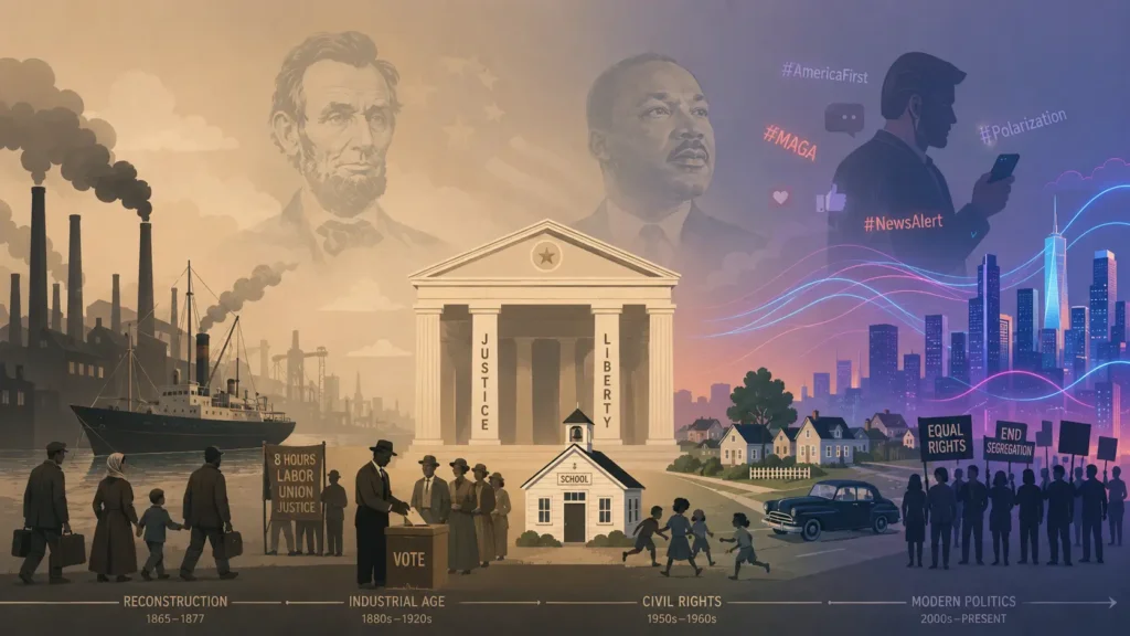 history of the USA reconstruction to new age politics DU Notes