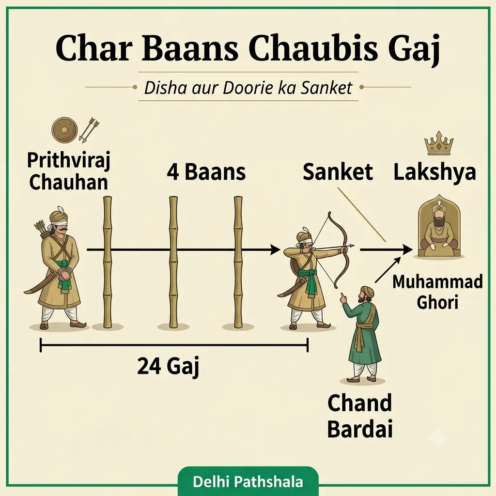 चार बाँस चौबीस गज दोहे का अर्थ चार बाँस चौबीस गज दोहे का संकेत-आरेख