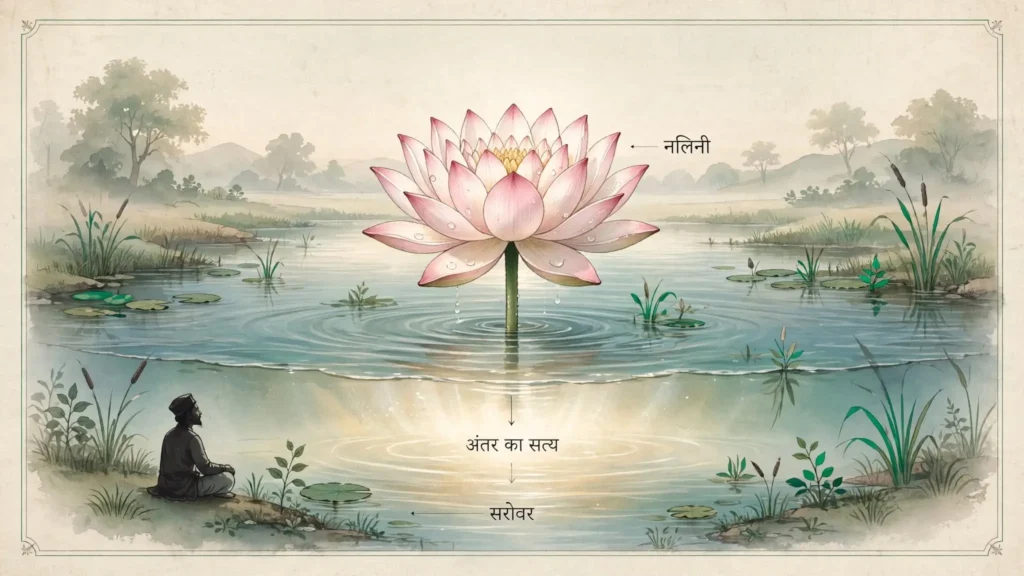 कमलिनी और सरोवर के प्रतीकात्मक रूपक को दर्शाता चित्र