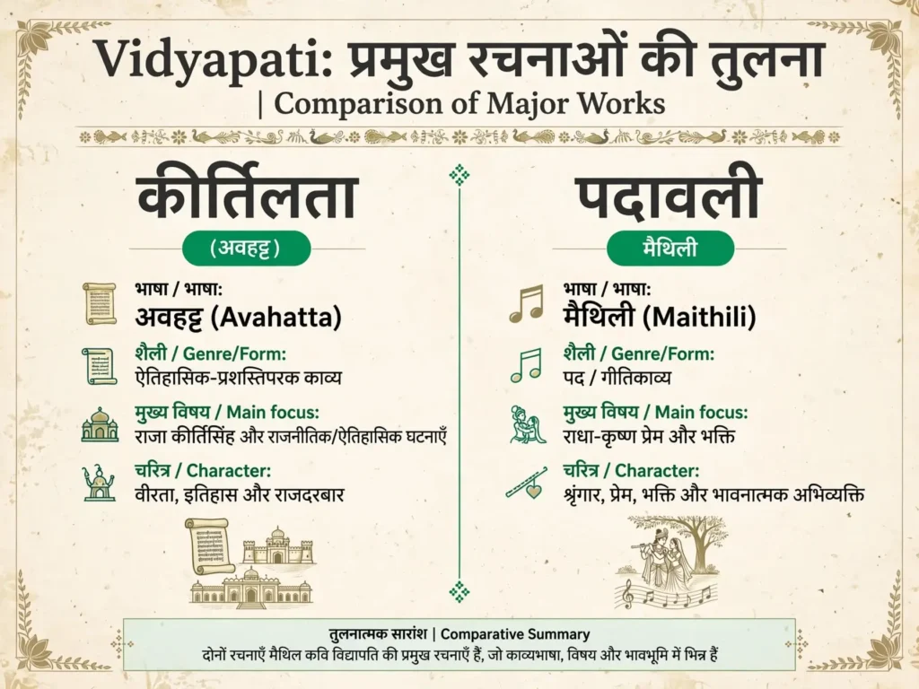 Table comparing Kirtilata in Avahatta and Padavali in Maithili
