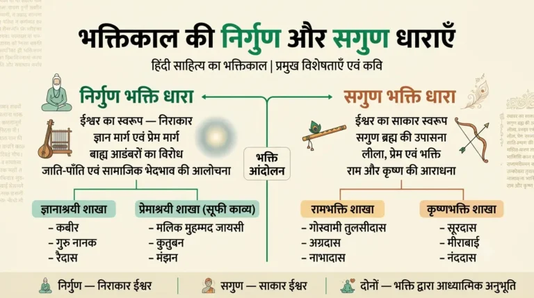 भक्तिकाल की निर्गुण और सगुण धाराओं का चार्ट