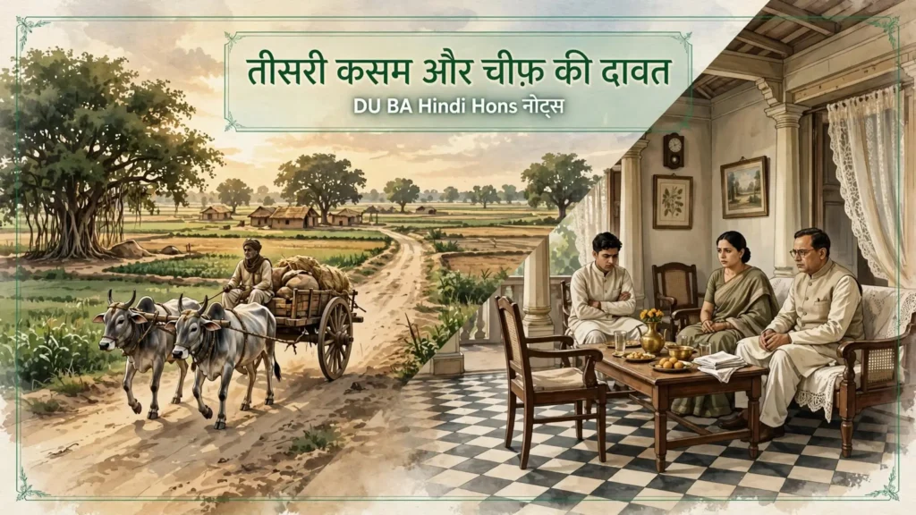 तीसरी कसम और चीफ़ की दावत (रेणु, भीष्म साहनी): सारांश, पात्र, शिल्प और DU परीक्षा-नोट्स | DU BA Hindi Hons DSC-3 Unit 2