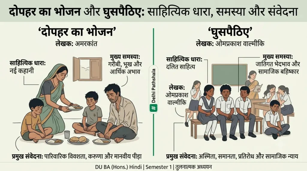 दोपहर का भोजन (अमरकांत) और घुसपैठिए (ओमप्रकाश वाल्मीकि): DU हिन्दी कहानी Unit 4 नोट्स