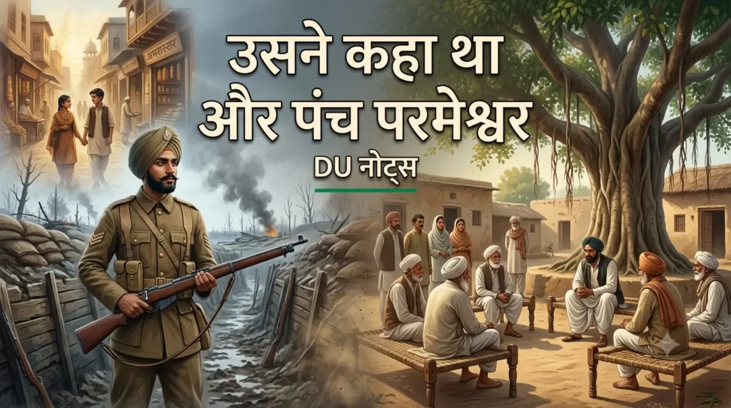 उसने कहा था और पंच परमेश्वर: सारांश, पात्र-चरित्र, शीर्षक की सार्थकता और कहानी-कला | DU BA Hindi Hons DSC-3 Unit 1 Notes