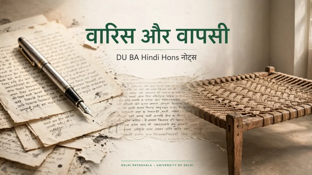 वारिस (मोहन राकेश) और वापसी (उषा प्रियंवदा): सारांश, पात्र-चरित्र, शीर्षक की सार्थकता और तुलना | DU BA Hindi Hons Notes